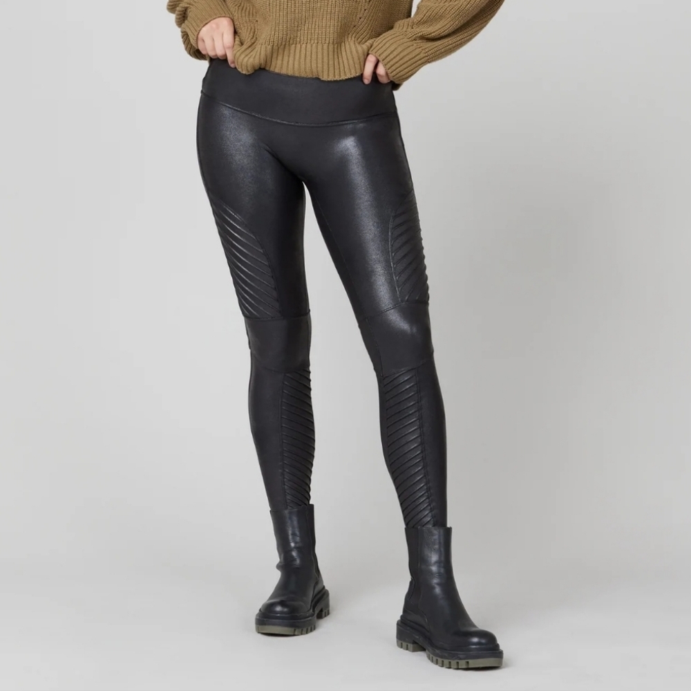 NWOT  Spanx Faux Leather Moto leggings